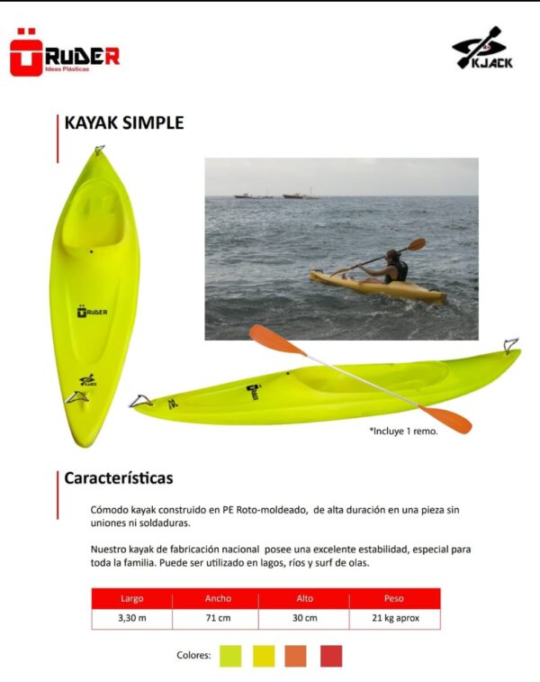 Kayak Single Plástico Polietileno - Imagen 3